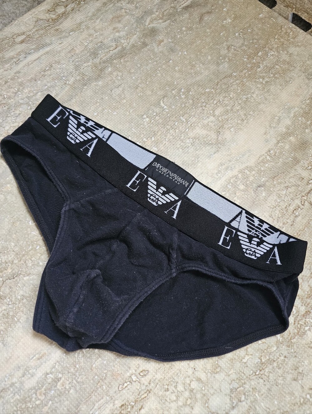 Emporio Armani Black Briefs with Contrast Logo Waistband